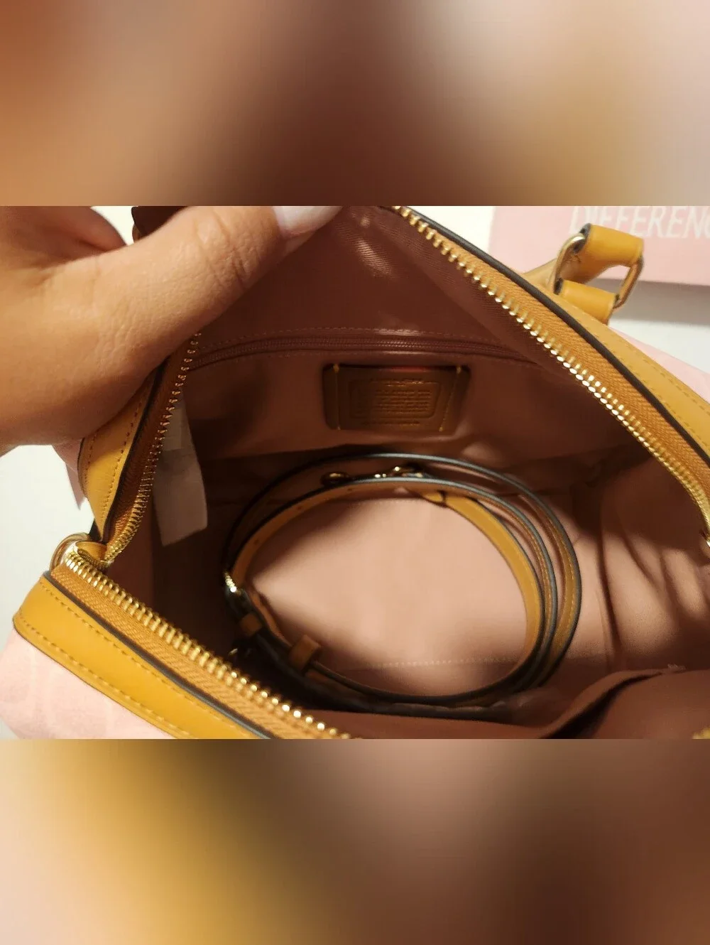 Coach Pink Signature Satchel with Flower Charm and Gold Hardware Rowan.